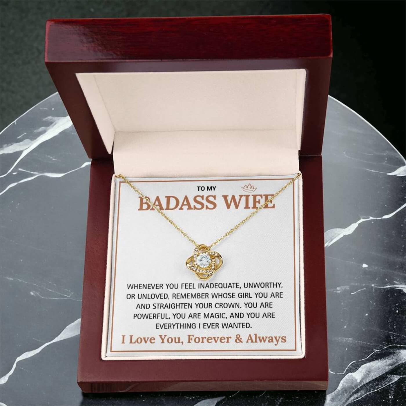 To My Badass Wife: The Everlasting Bond Necklace